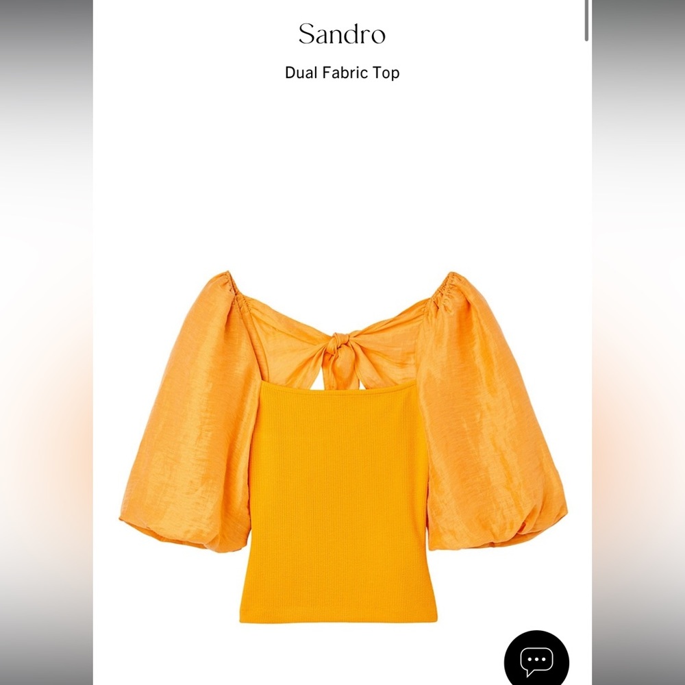 Sandro Orange Puff Sleeve Top